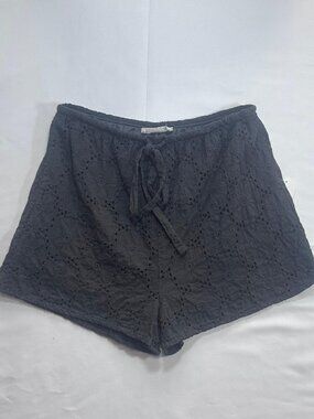 Sage The Label Black Eyelet Drawstring Shorts-Size XS Extra Small